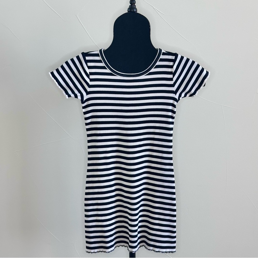 J Crew- Crewcuts Black and White Stripe, Ribbed Knit Dress, Child's Size 8